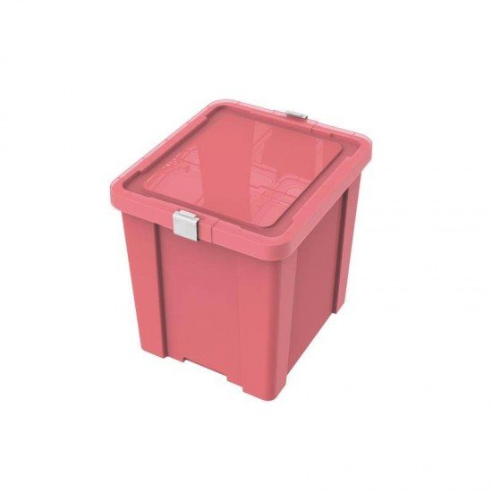 CAIXA ORGANIZADORA COM TAMPA EM PLASTICO LAUNDRY 42LITROS ROSA CLARO