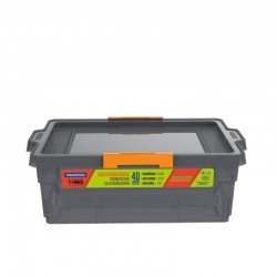 CAIXA ORGANIZADORA COM TAMPA EM PLASTICO 40 LITROS FUME