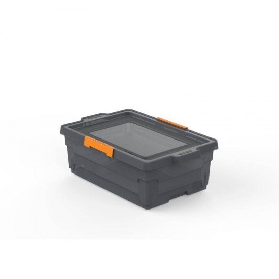 CAIXA ORGANIZADORA COM TAMPA E RODAS EM PLASTICO 40 LITROS FUME