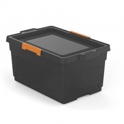 CAIXA ORGANIZADORA COM TAMPA EM PLASTICO 60 LITROS PRETA