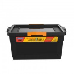 CAIXA ORGANIZADORA COM TAMPA EM PLASTICO 60 LITROS PRETA