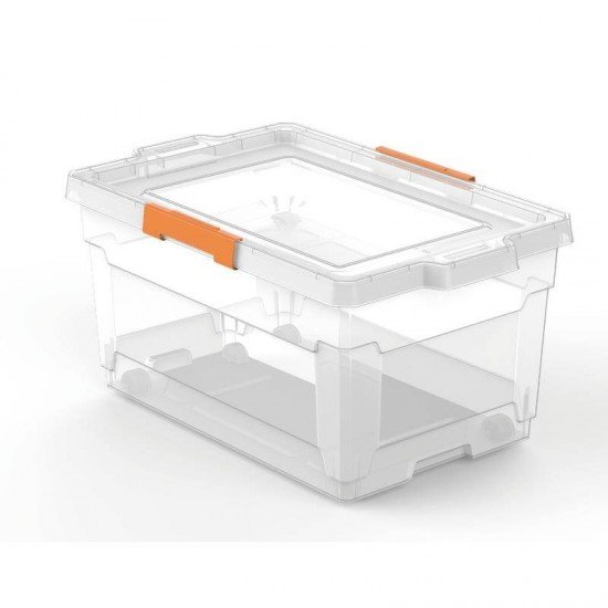 CAIXA ORGANIZADORA COM TAMPA EM PLASTICO 60 LITROS TRANSPARENTE