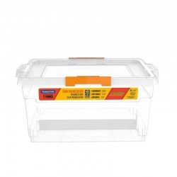 CAIXA ORGANIZADORA COM TAMPA EM PLASTICO 60 LITROS TRANSPARENTE