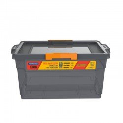 CAIXA ORGANIZADORA COM TAMPA EM PLASTICO 60 LITROS FUME
