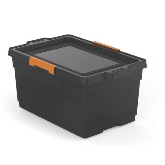 CAIXA ORGANIZADORA COM TAMPA E RODAS EM PLASTICO 60 LITROS PRETA