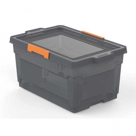 CAIXA ORGANIZADORA COM TAMPA E RODAS EM PLASTICO 60 LITROS FUME