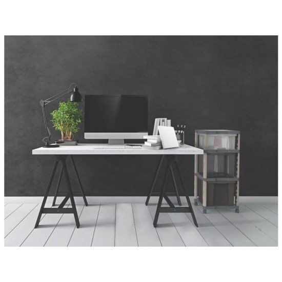 GAVETEIRO EM PLASTICO OFFICE 3 GAVETAS TRANSPARENTE FUME GRAFITE