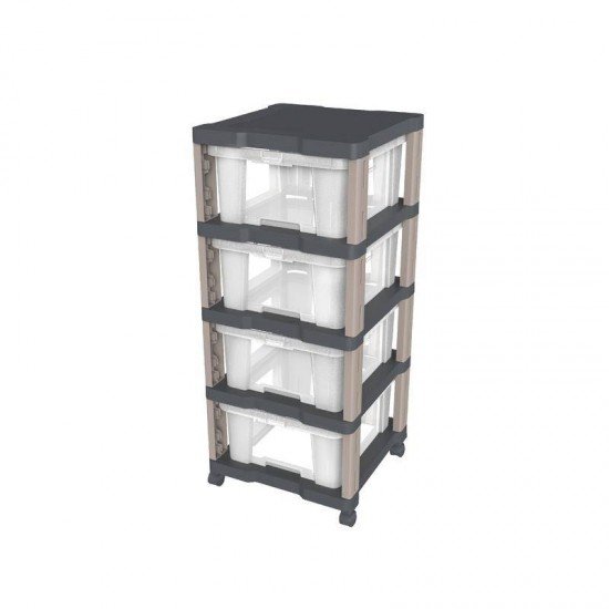 GAVETEIRO EM PLASTICO OFFICE 4 GAVETAS TRANSPARENTES