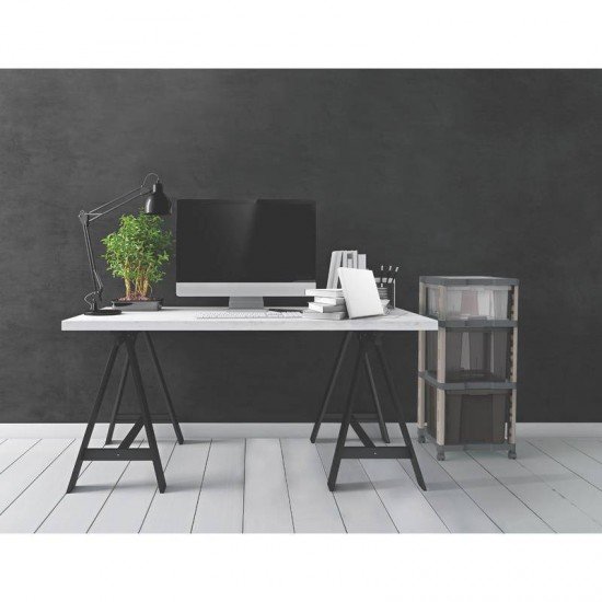 GAVETEIRO EM PLASTICO OFFICE 4 GAVETAS TRANSPARENTES