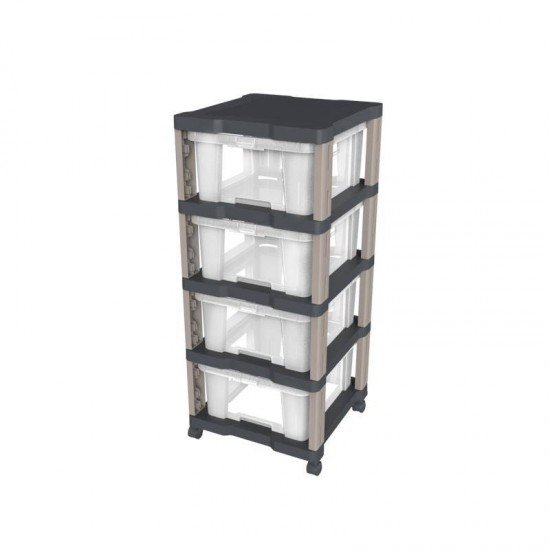 GAVETEIRO EM PLASTICO OFFICE 4 GAVETAS TRANSPARENTES