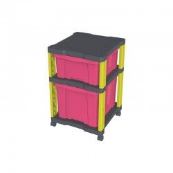 GAVETEIRO EM PLASTICO KIDS COM 2 GAVETAS ROSA