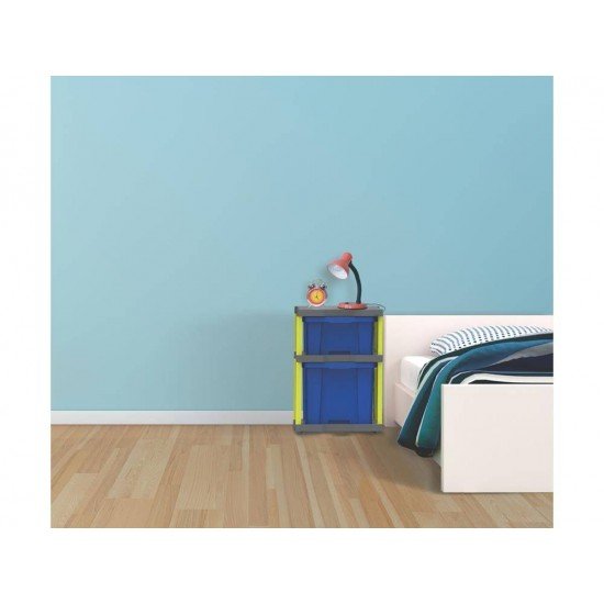 GAVETEIRO EM PLASTICO KIDS COM 2 GAVETAS AZUL