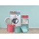 GAVETEIRO EM PLASTICO LAUNDRY COM 2 GAVETAS ROSA E VERDE