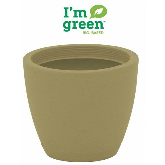 VASO COM PRATO ASTECA 38 CM EM POLIETILENO VERDE IM GREEN BIO BASED TRAMONTINA