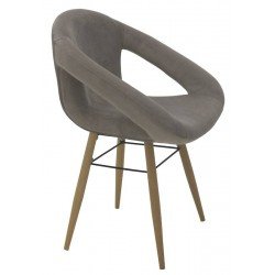 POLTRONA ESTOFADA DELICE CONCRETO COM BASE MADEIRA TRAMONTINA