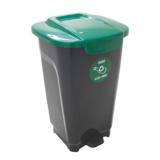 LIXEIRA EM PLASTICO T-FORCE PRETO E VERDE 50 LITROS