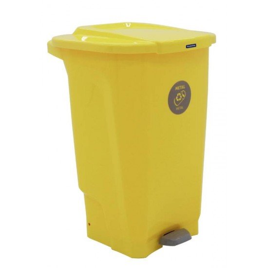 LIXEIRA TRAMONTINA T-FORCE COLETA SELETIVA METAL EM POLIPROPILENO AMARELO 100 L