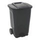 LIXEIRA EM PLASTICO T-FORCE PRETO DE 100L COM EIXO DE METAL E RODAS DE BORRACHA