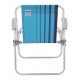 CADEIRA DE PRAIA TRAMONTINA SAMOA ALTA EM ALUMÍNIO COM ASSENTO AZUL