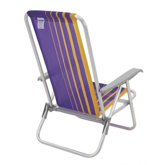 CADEIRA DE PRAIA RECLINÁVEL TRAMONTINA BALI BAIXA EM ALUMÍNIO COM ASSENTO ROXO E AMARELO