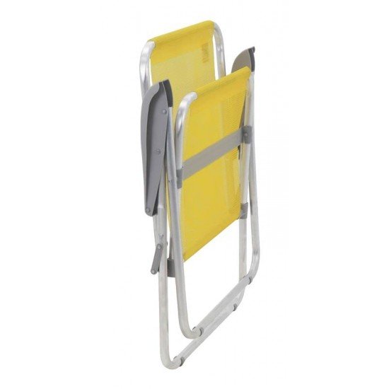 CADEIRA DE PRAIA TRAMONTINA CRETA MASTER EM ALUMÍNIO COM ASSENTO AMARELO