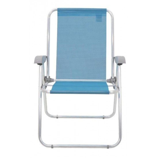 CADEIRA DE PRAIA TRAMONTINA CRETA MASTER EM ALUMÍNIO COM ASSENTO AZUL