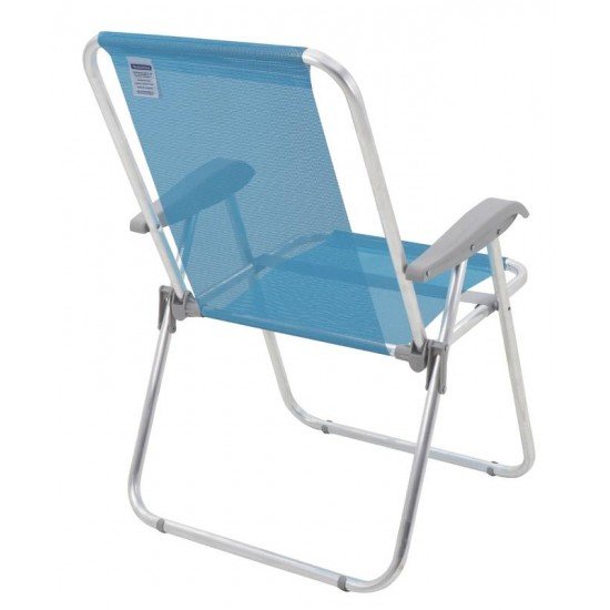 CADEIRA DE PRAIA TRAMONTINA CRETA MASTER EM ALUMÍNIO COM ASSENTO AZUL