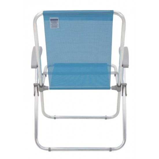 CADEIRA DE PRAIA TRAMONTINA CRETA MASTER EM ALUMÍNIO COM ASSENTO AZUL