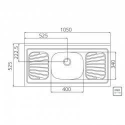 PIA DE APOIO EM ACO INOX 105X52CM TRAMONTINA RAGGI 40