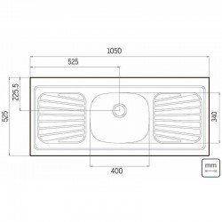 PIA DE APOIO EM ACO INOX 105X52CM TRAMONTINA NEW RAGGI 40