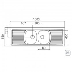 PIA DE APOIO EM ACO INOX 160X55CM TRAMONTINA RIBON 2C 34