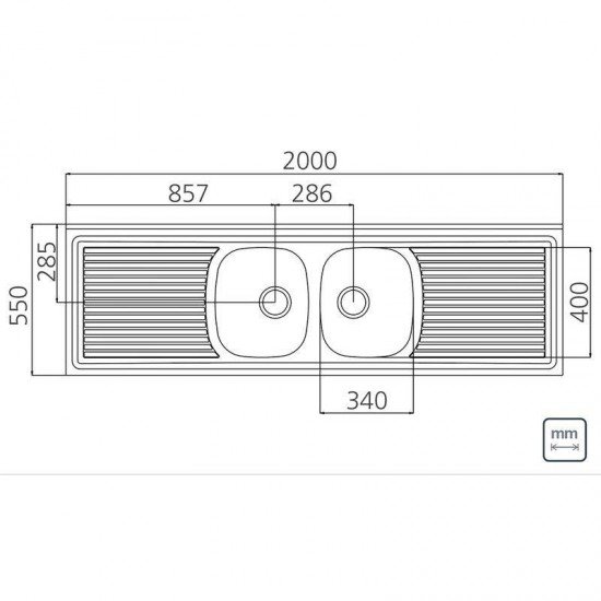 PIA DE APOIO EM ACO INOX 200X55CM TRAMONTINA RIBON 2C 34
