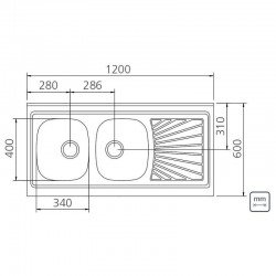 PIA DE APOIO EM ACO INOX 120X60CM TRAMONTINA STELLA 2C 34 PLUS EX