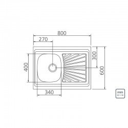 PIA DE APOIO EM ACO INOX 80X60CM TRAMONTINA STELLA 1C 34 R