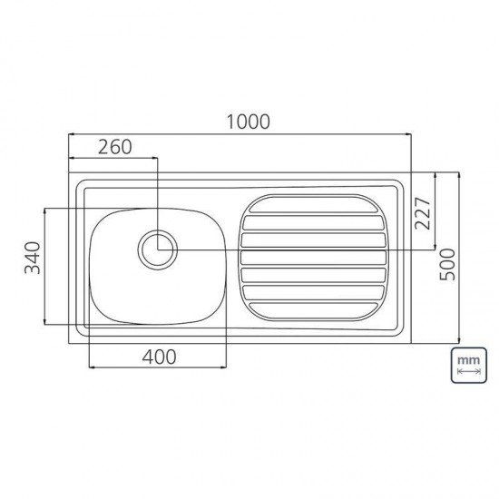 PIA DE APOIO EM ACO INOX 100X50CM TRAMONTINA FILO 40 FX EX