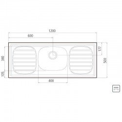 PIA DE APOIO EM ACO INOX 120X50CM TRAMONTINA FILO 40 1CC