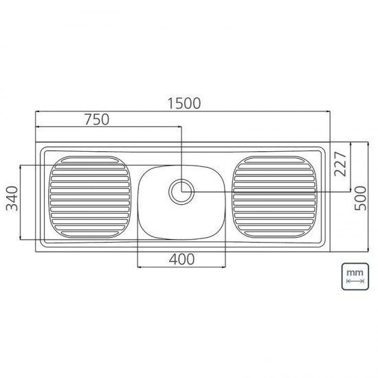 PIA ACO INOX 304 BA 150X50 1CC PERF TRAMONTINA