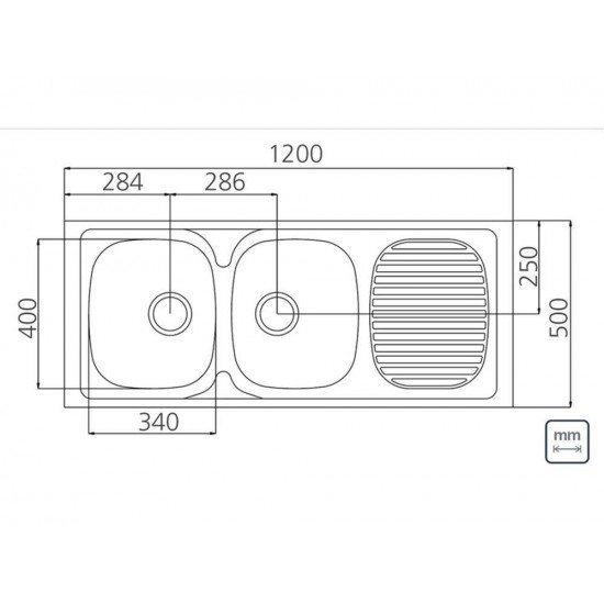 PIA ACO INOX 304 BA120X50 2C S/ESP TRAMONTINA