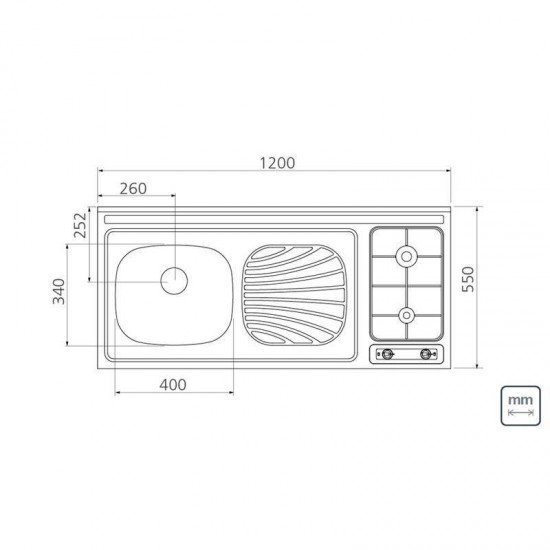 PIA FOGAO EM ACO INOX 120X55CM TRAMONTINA STAR 40 + 2GX EX