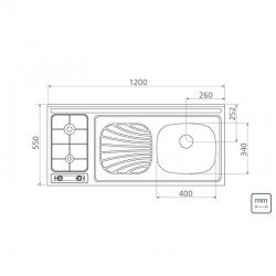 PIA-FOGAO INOX STAR 120X55 2GX/DX TRAMONTINA
