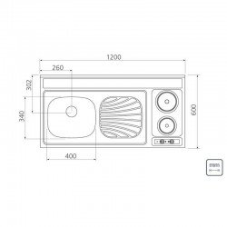 PIA FOGAO EM ACO INOX 120X60CM TRAMONTINA STAR 40 + 2ER EX