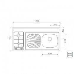 PIA FOGAO EM ACO INOX 120X60CM TRAMONTINA STAR 40 + 2GX DX