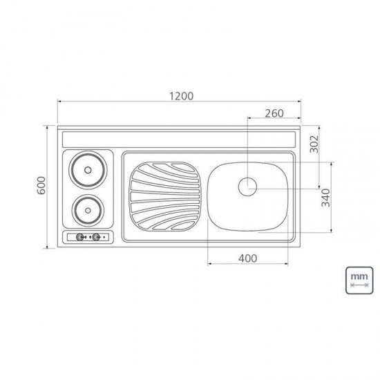 PIA FOGAO EM ACO INOX 120X60CM TRAMONTINA STAR 40 + 2ER DX