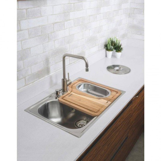 CUBA SOBREPOR INOX 69X49 MORGANA + TORNEIRA MISTURADORA INOX ANGOLARE + ACESSORIOS