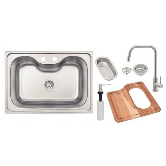 CUBA DE SOBREPOR EM AÇO INOX, COM DOSADOR DE SABAO, CESTO COADOR TORNEIRA TRAMONTINA