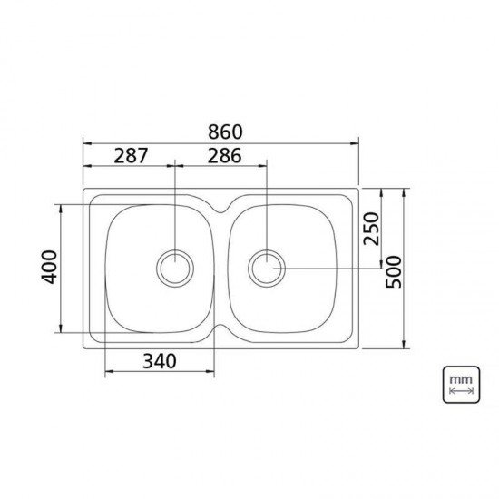 CUBA DE SOBREPOR TRAMONTINA 2 CUBAS EM ACO INOX COM ACABAMENTO PRE POLIDO 86X50CM COM VALVULA