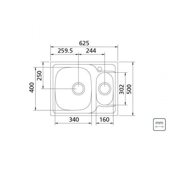 CUBA DE SOBREPOR EM ACO INOX 62X50CM VEGA 1.5C 34 R