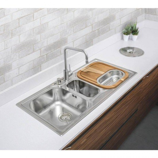 CUBA SOBREPOR ACO INOX TRAMONTINA 100X50 2C1/2 2F. COM ACESSORIOS.