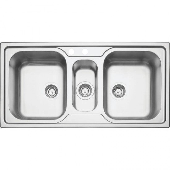 CUBA SOBREPOR ACO INOX TRAMONTINA 100X50 2C1/2 2F. COM ACESSORIOS.