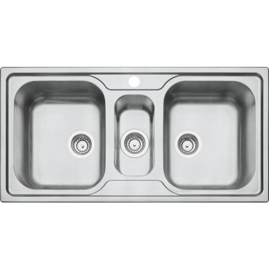 CUBA DE SOBREPOR EM ACO INOX ACETINADO 2C + AUXILIAR 100X50CM MAREA 2.5C 34